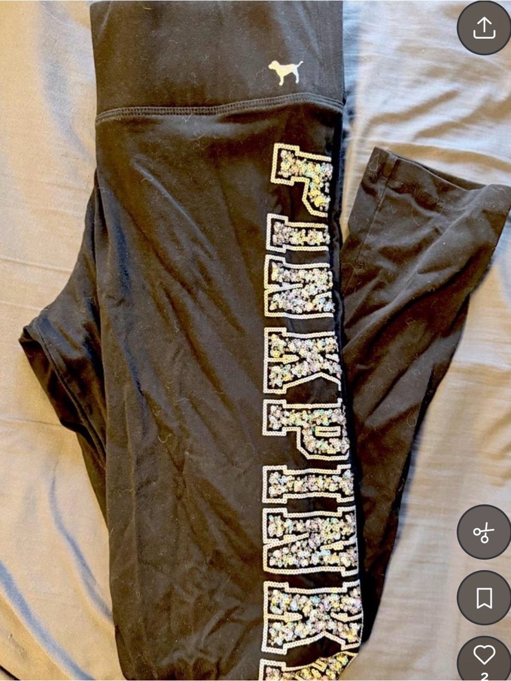 PINK Victoria's Secret Black Kids Leggings with Iridescent Sequin Logo